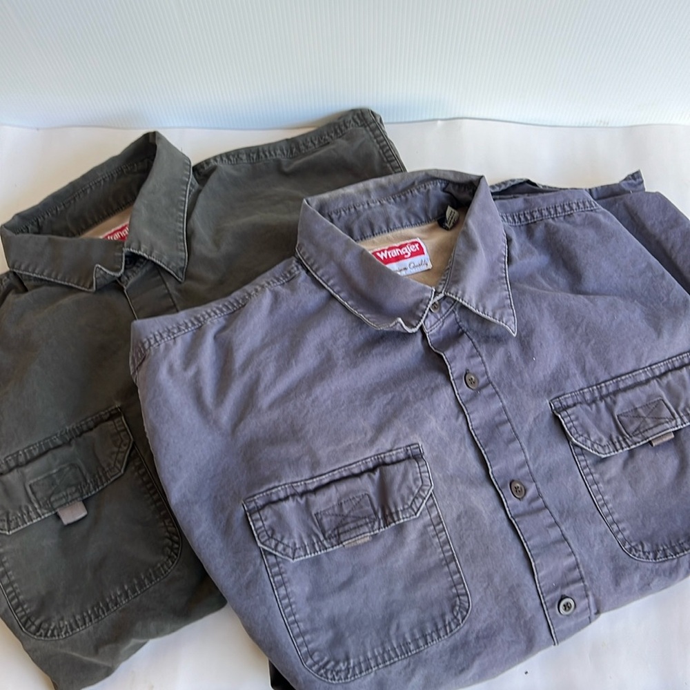 LOT OF 2 Vintage Wrangler Premium Quality Workwear Shirts Size XL Ranch Wear